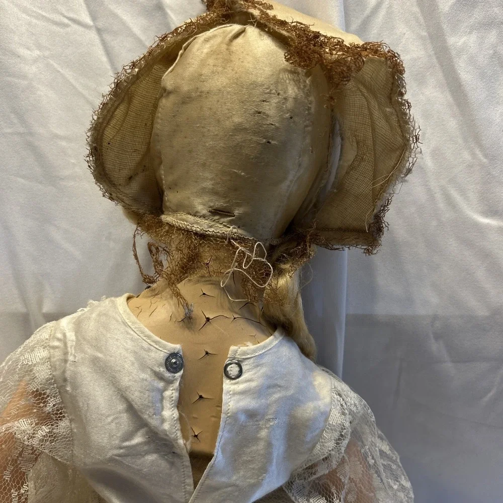 Antique Boudoir Bed Doll 1920- 1930 with Clothes Blue eyes red lips Blonde - Picture 7 of 13